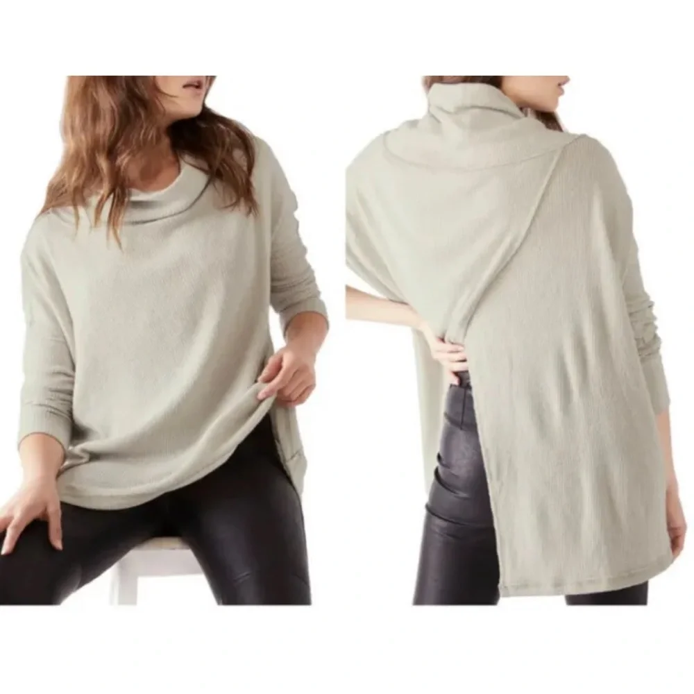 Free People Juicy long sleeve open back, cowl neck thermal style. BNWT